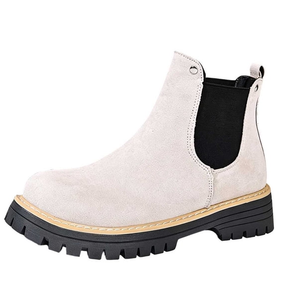 Women's Chelsea Boots Soft Non-Slip Sole Ankle Boots for Women Pull-On Low Heel Booties with Elastic Side Round Toe for Casual Daily