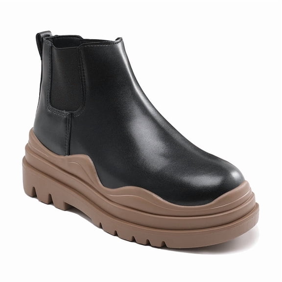 Women's Chelsea Low & Mid Shaft Boots Platform Elastic Lug Sole Booties Fashion Comfortable Pull On Boots