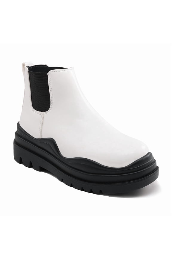 Women's Chelsea Low & Mid Shaft Boots Platform Elastic Lug Sole Booties Fashion Comfortable Pull On Boots