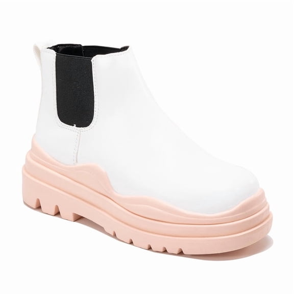 Women's Chelsea Low & Mid Shaft Boots Platform Elastic Lug Sole Booties Fashion Comfortable Pull On Boots