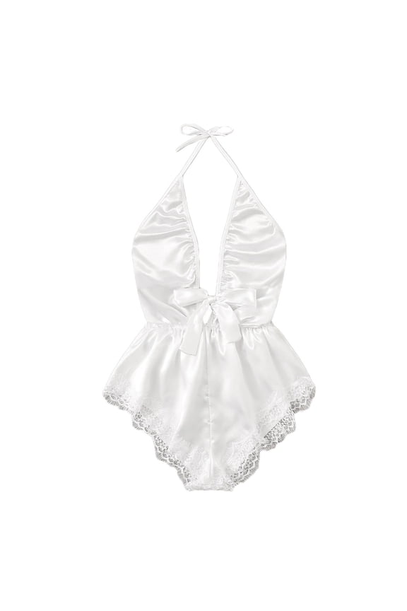 Women's Chemises Negligees Sexy Panties with Self Strapless Bra Ladies Night Gowns Med Mini Dress Sexy Lingerie Couple Matching Underwear Set Bra Corset Lingerie for on Clearance White XL