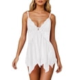 thumbnail image 1 of Women's Chemises Negligees plus Size Strap Lingerie for Women Lace Lingerie for Women Skirt Seamless Strapless Bra Push up Roll Play Skimpy plus Size Satin Sleep on Clearance White L, 1 of 4