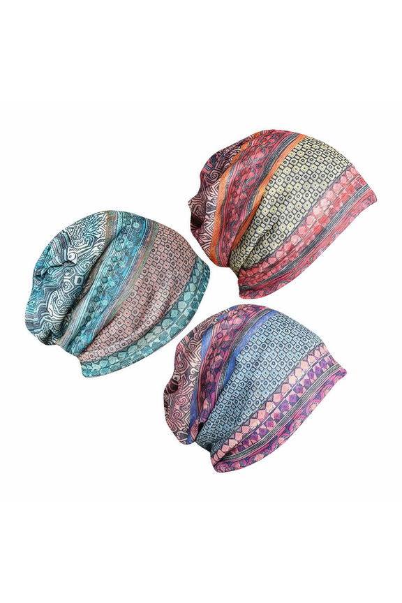 Women's Chemo Beanie Soft Stretchy Slouchy Hat & Scarf Set, 3 Pack Comfort Headwear for Cancer Patients, Postpartum, Daily Use