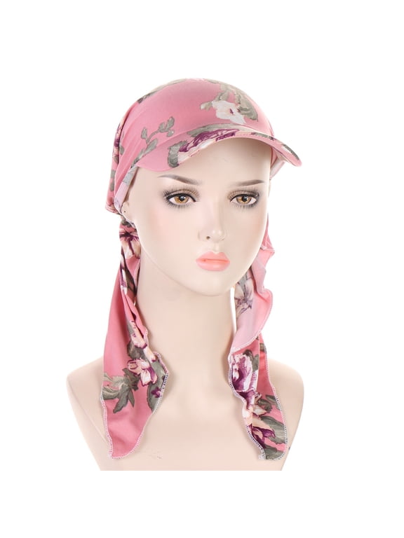 Women's Chemo Headwear Brim Lightweight Beanie Hat Pre Tied Head Scarf Headwraps