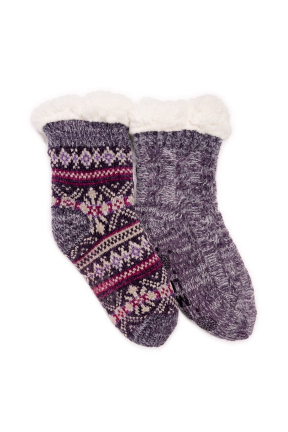 Women's Chenille Eyelash Mix Cabin Sock (2 Pair Pack)