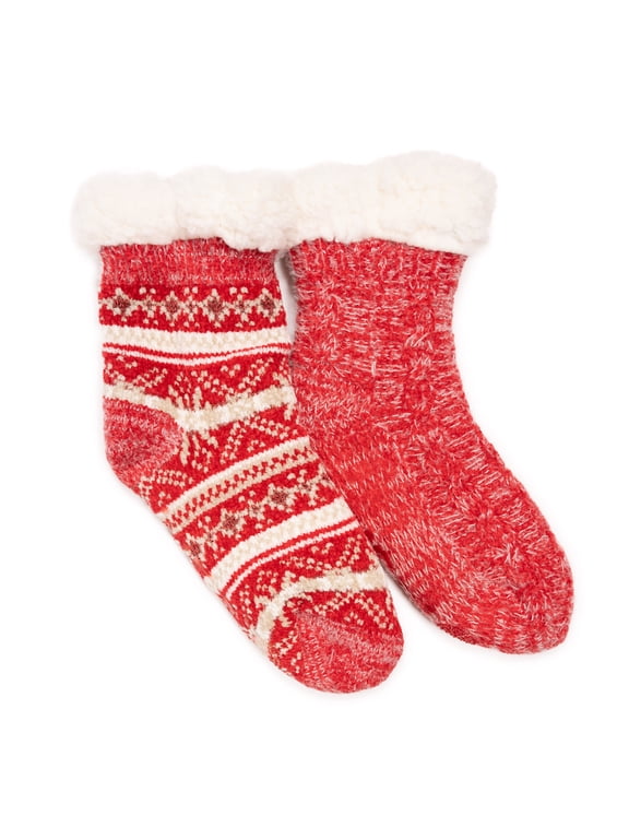 Women's Chenille Eyelash Mix Cabin Sock (2 Pair Pack)