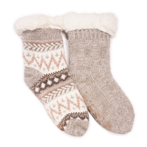 MUK LUKS Women's Chenille Eyelash Mix Cabin Sock (2 Pair Pack)
