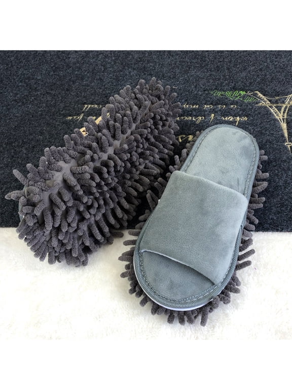 Women's Chenille Mop Slippers, Washable Slip On House Slippers, Soft Sole Floor Cleaning Slippers for Home Bedroom Kitchen