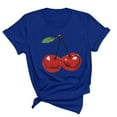thumbnail image 1 of Women's Cherry Print T-Shirt Short Sleeve Crew Neck Tees Loose Fit Casual Summer Tops Summer Vacation Blouses, 1 of 4
