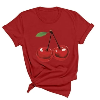 【GENERAL IDEA】Fruits Loose Fit 半袖Tシャツ - Cherry Women-s-Cherry-Print-T-Shirt-