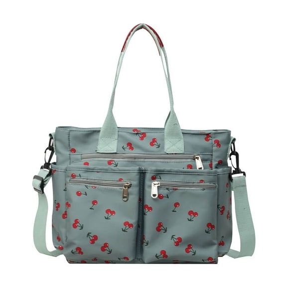 Women's Cherry Print Tote Bag, Large Capacity Crossbody Shoulder Handbag, Casual Outdoor Messenger Bag, Spacious Carryall with Interior Compartments