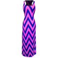 thumbnail image 1 of Women's Chevron Boho Chic Maxi Spring Summer Dress 2 Tone (XL, Pink/Navy), 1 of 3