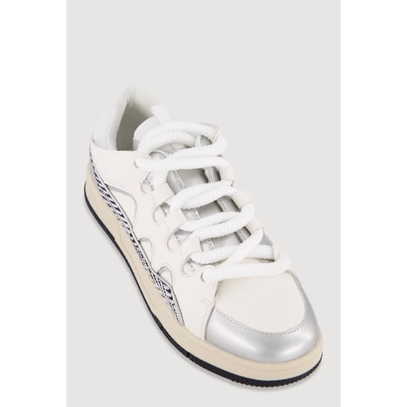 Women's Chevron Color Blocked Lace Up Sneakers