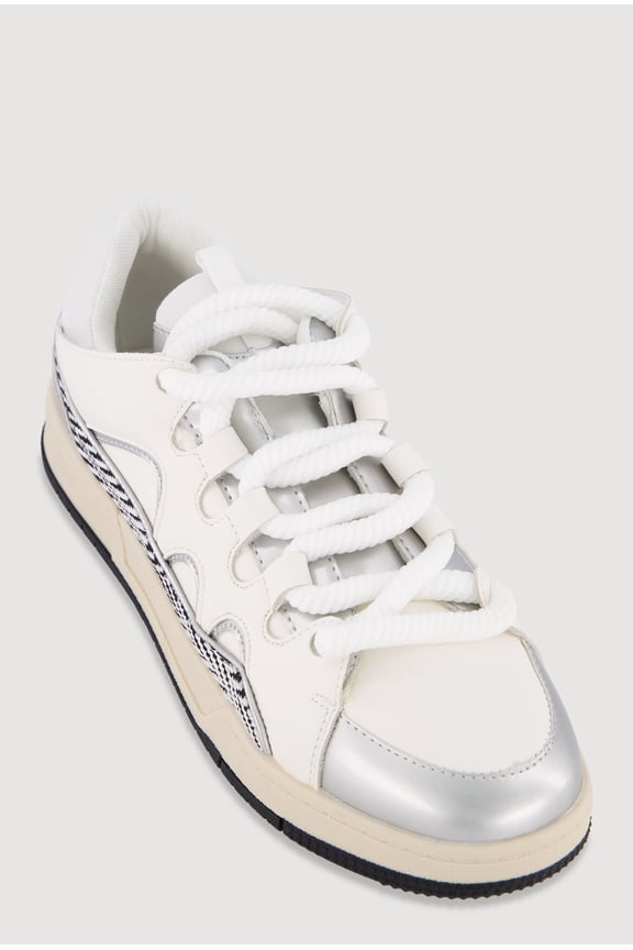 Women's Chevron Color Blocked Lace Up Sneakers