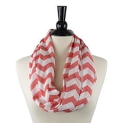 Pop Fashion Womens Infinity Scarf with Hidden Zipper Pocket & Pattern Print Chevron Coral