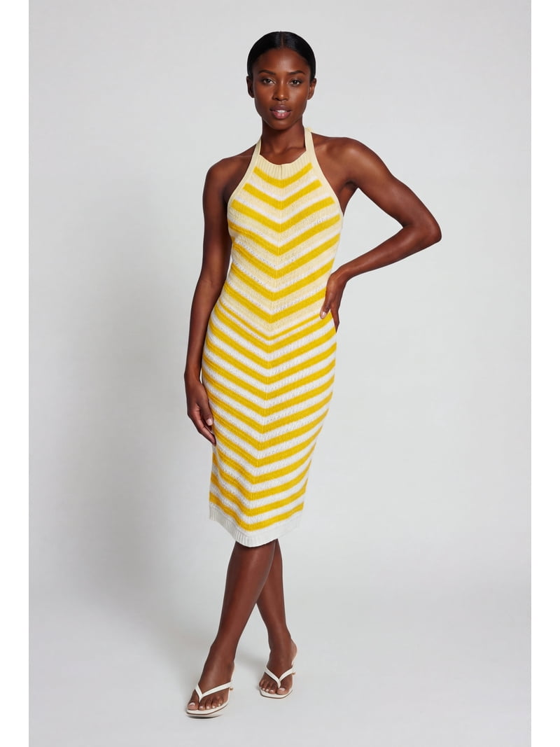 ladies chevron dress Women's Stripe Tie Back Halter Crochet Midi Sample 05/27/2026