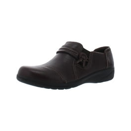 CLARKS COLLECTION Womens Black Loop And Button Goring Cushioned Ashland Lane Q Round Toe Wedge Slip On Leather Loafers 10 W Walmart