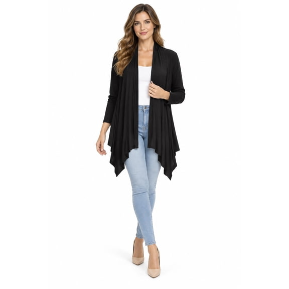 Women's Chic Long Sleeve Cardigan Relaxed Fit, Open Front