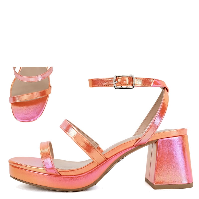 Women’s Chic Metallic Chunky Low Heeled Sandals