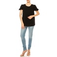 thumbnail image 1 of Women's Chic Ruffle Sleeve Blouse – Round Neck, Solid and Print Styles, 1 of 7