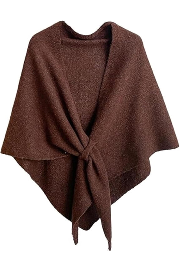 Women's Chic Shawl with Loop, Soft Oversized Scarf Wrap for Daily Wear, Solid Color Versatile Poncho Style
