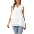 thumbnail image 1 of INSPIRE CHIC Women's Chiffon Blouse V Neck Sleeveless Double Layer Tank Tops Flowy Tunic Casual Shirts S White, 1 of 5