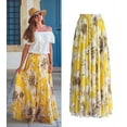 thumbnail image 1 of Women' s Chiffon Boho Skirt Floral Long Skirt High Waist Flared Pleated Beach Skirt, 1 of 2