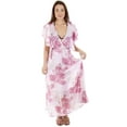 thumbnail image 1 of Women's Chiffon Cap Sleeves V-neck Long Dress, Rosalinda, XL, 1 of 4