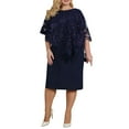 thumbnail image 1 of Women's Chiffon Cape Dress Knee Length Evening Dress With Overlay, 1 of 2