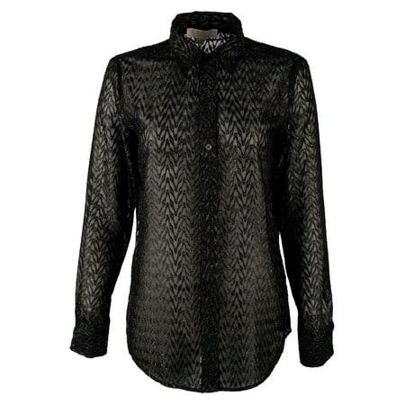 Women's Chiffon Chevron Patterned Shirt B XS