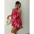 thumbnail image 1 of Women's Chiffon Elegant Butter Yellow Halter Tie Mini Dress for Dating, Night Out, Summer, Wedding Guest, Vacation, 1 of 9