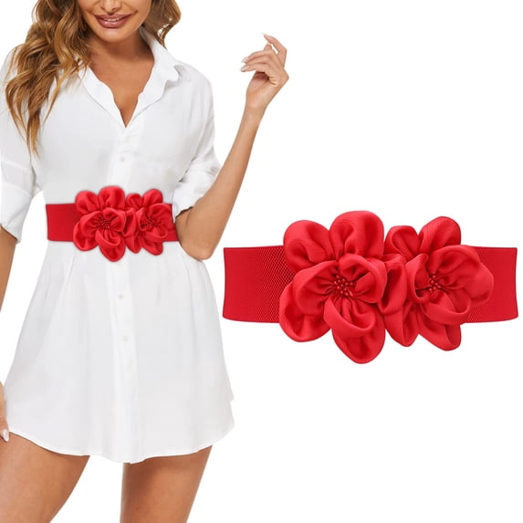 Women's Chiffon Flower Decorative Belt Elastic Wild Belt Buckle Belt Mens Belts Leather Belt Designer Mens Taupe Belt Mens Belts Leather No Holes Ribbon Inlay Belt Leather Buckle Belt Men Star Belt