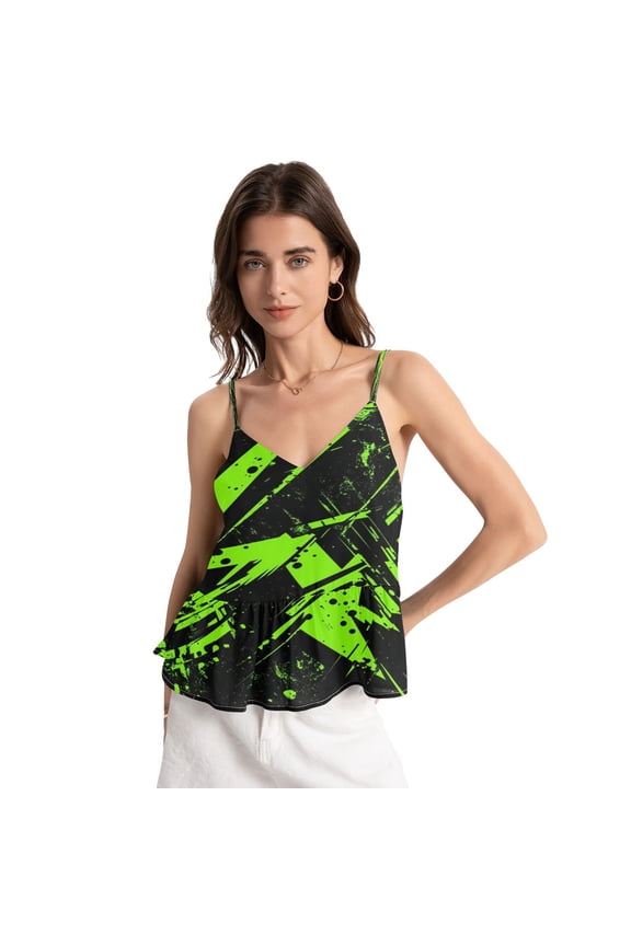 Women's Chiffon Halter Top - Lightweight, Breathable, Adjustable Design for Various Occasions，A Vector Graphic Design
