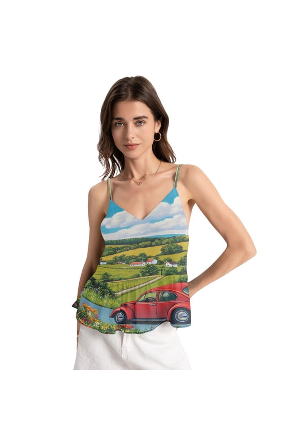Women's Chiffon Halter Top - Lightweight, Breathable, Adjustable Design for Various Occasions,Car