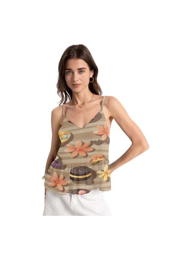 Women's Chiffon Halter Top - Lightweight, Breathable, Adjustable Design for Various Occasions，Cookies