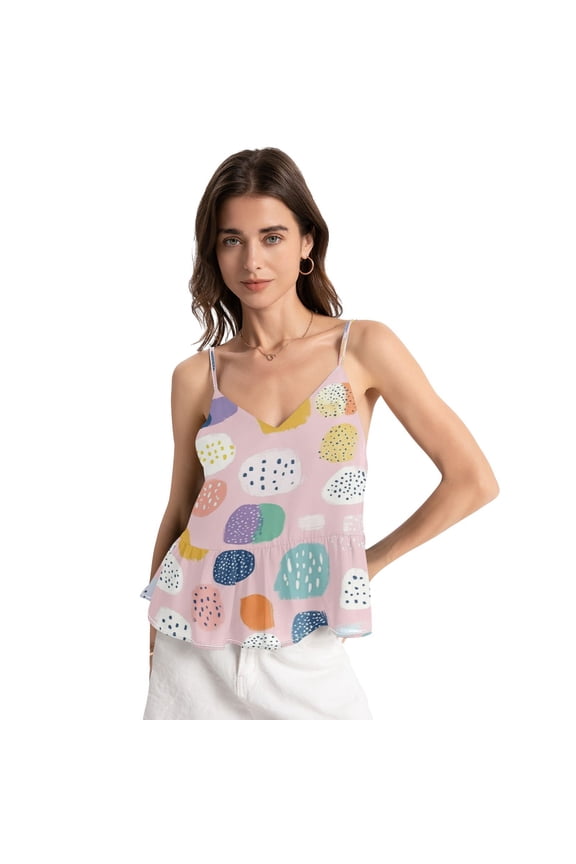 Women's Chiffon Halter Top - Lightweight, Breathable, Adjustable Design for Various Occasions,Dots