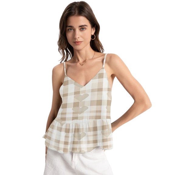 Women's Chiffon Halter Top - Lightweight, Breathable, Adjustable Design for Various Occasions，Gingham Pattern