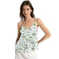thumbnail image 1 of Women's Chiffon Halter Top - Lightweight, Breathable, Adjustable Design for Various Occasions，Many Small Green Flowers, 1 of 6