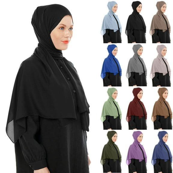 Women's Chiffon Hijab Scarf Long Flowing Muslim Headwrap Shawl Cover