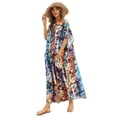 thumbnail image 1 of Women's Chiffon Leopard Turkish Kaftan Pockets Swimwear Bikini Cover Up Maxi Dress, Snake Colorful, One Size, 1 of 4