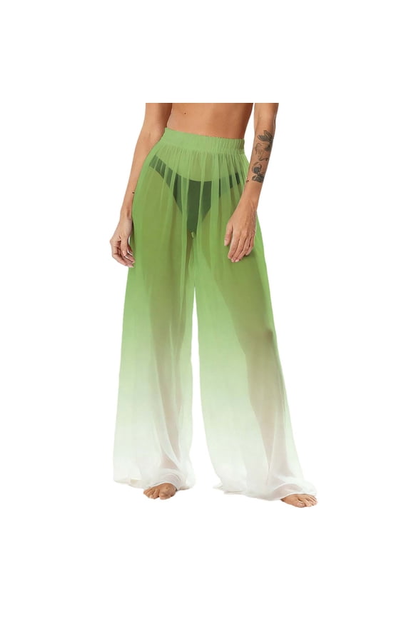 Women's Chiffon Lightweight Sun Protection Beach Pants Cover Pants Wide Leg Bohemian Style Printed Pants Cover Pants with Sun Protection Wide Leg