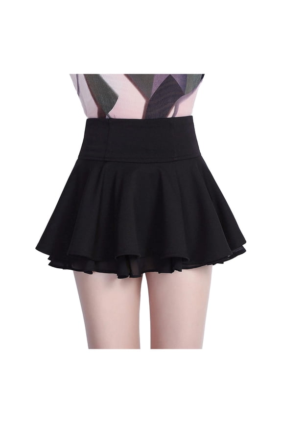 Women's Chiffon Pleated Mini Skirt - High-Waist A-Line, Elastic Waist, S-XL Sizes, 92% Polyester Cute Casual Skirt