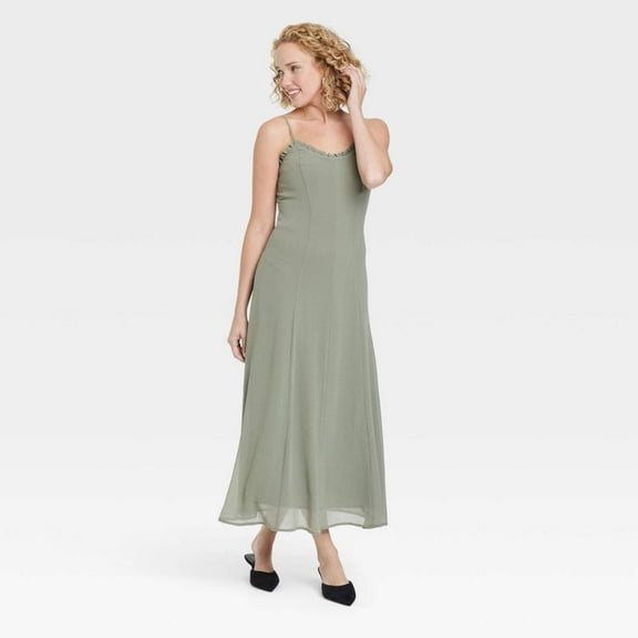 Women's Chiffon Ruffle Maxi Dress - a New Day™ Sage S