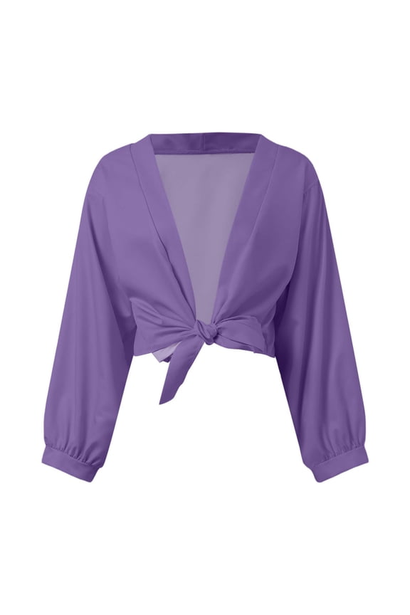 Women’s Chiffon Ruffle Sleeve Shawl Cardigan Lightweight Open Front Tie Front Summer Sheer Mesh Gradient Top