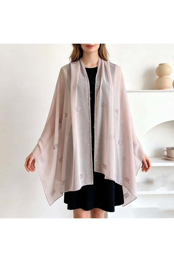 Women's Chiffon Shawl Lightweight Sheer Wrap for Wedding & Evening Dress Light Purple One Size