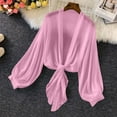 thumbnail image 1 of Women's Chiffon Shirt Women'S Swimwear Cover Ups Tops Tunic Self Tie Swimsuit Bikini Bathing Suit Long Sleeve Soft Beach Shirt For Women, Women's Chiffon Shirt L, 1 of 1