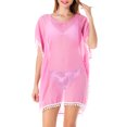 thumbnail image 1 of Women's Chiffon Swimsuit Cover Up Beachwear Pom Pom Kaftan, 1 of 5