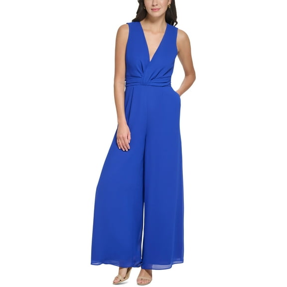 Vince Camuto womens  Chiffon Twist Jumpsuit, 2, Blue