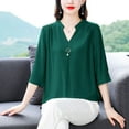 thumbnail image 1 of Women's Chiffon V-Neck Blouse with 3/4 Sleeves, 1 of 6
