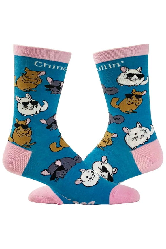 Women's Chinchillin Socks Funny Cool Chinchilla Cute Pet Rodent on Sock Graphic Novelty Footwear